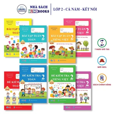 Sách - Trọn Bộ Bài Tập Tuần Đề Kiểm Tra Toán và Tiếng Việt Lớp 2 - Kết Nối - Cả năm học (8 quyển)