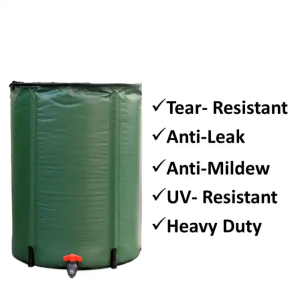200L PVC Large Capacity Collapsible Water Tank  Rain Water Collection Barrel with Cover Faucet Rainwater Collector for Gardening Lawn Care