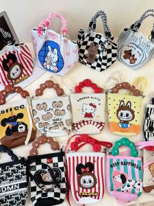 2025 New Korean Style Knitted Zipper Bag Large Capacity Handbag for Work And Outing Portable Commuting Water Bucket Women