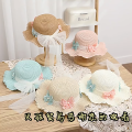 SKISOPGO Kids Girls Straw Hat Bag Set Outdoor Beach Hat Bow Lace Wide Brim Fisherman Cap Hat Topi Beg Kanak. 
