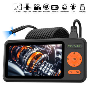 5 IPS Screen Endoscope Camera HD1080P Single Dual Triple HD1920P 5.0MP Autofocus Lens USB Pipe Inspection Borescope Take Photo