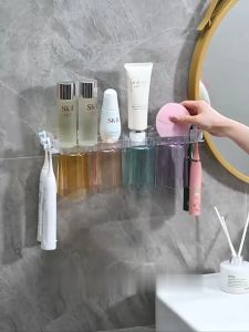 SK-C1054 Rak Tempat Sikat Gigi Odol Tempel Dinding Serbaguna Lengkap dengan Gelas Kumur Kamar Mandi