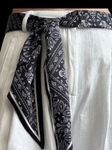 Long Silk Scarf Belt for Jeans Womens Style 2025 New Model Neck Scarf Accessory Tassel Bow Tie Scarf Polyester Fiber