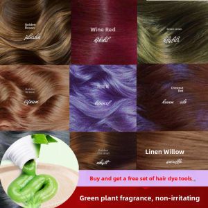 Natural Plant-Based Chocolate Scissors Hair Dye Fragrance-Free Linseed Aged Brown Burgundy Hair Coloring Hair Care