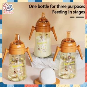 YAHABABY Rocket Cartoon 300ML Baby Feeding Bottle Milk Bottle Wide Neck Breast Milk Bottle With Straw And Gravity Ball For Newborn Baby Bottle