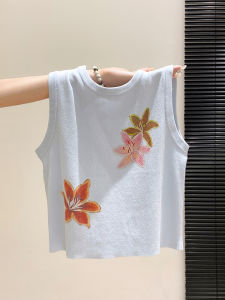 LUOSHAO | Áo Camisole Knit Hoa Văn Dây Đeo Mới Cho Mùa Hè Để Lớp Hóa