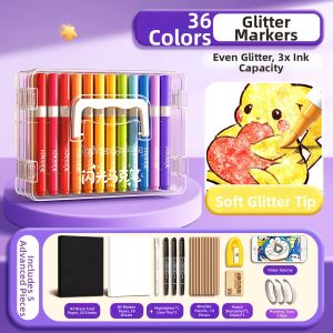 MINGZHUO | Fluorescent Glitter Gel Markers For Children