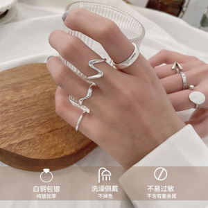 925 Silver Rings Womens Non-fading Simple Pure Silver Ring Fashionable Minimalist Design Jewelry Accessory Durable Alloy