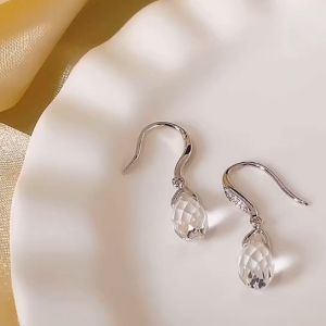 Her Jewellery Droplet Hook Earrings - Luxury Crystal Embellishments plated with 18K Gold