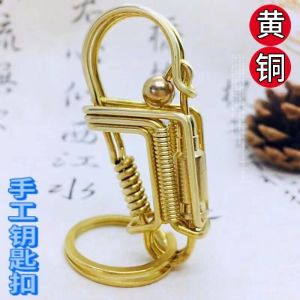 Handmade Bullet Head Keychain Pure Brass Bird Keychain Pendant Mens Ladies DIY Keychain Creative Lock Buckle Couple Series