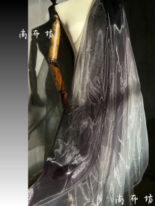 High Density Liquid Gradient Black White Water Light Fabric Soft Cloth Material for Hanfu Sleeveless Shirt Designer Fabric