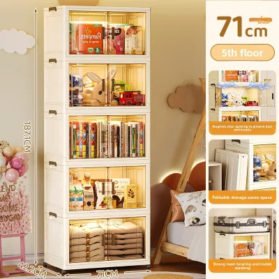 MEIZHUFU | Folding Storage Cabinet No Installation Home Use For Childrens Toys And Snacks Plastic