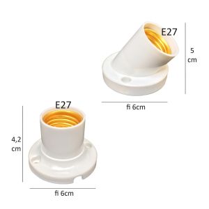 Đui đèn gắn ốp tường trần E27 chếch 45 độ hoặc vuông thẳng 90 độ đuôi xoáy fi 27mm