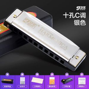 JDR 10-Hole Blues Harmonica for Beginners And Professionals Mens Model Professional Performance Grade Musical Instrument
