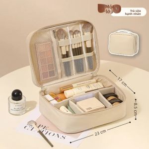 MIRUIDUO | Túi Đựng Mỹ Phẩm Hai Lớp Dung Lượng Lớn Túi Trang Điểm Du Lịch Có Khóa Kéo Dễ Dàng Xách Tay Bền Bỉ Lót Polyester Nhẹ Cao Cấp