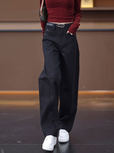 High Waist Wide Leg Jeans Womens Fashion Spring Autumn Soft Denim Knife Edge Loose Straight Casual Cotton Stretch Denim