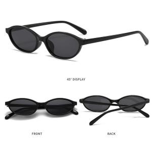 แว่นกันแดดรูปวงรีขนาดเล็กเซ็กซี่สำหรับผู้หญิงผู้ชายแฟชั่นสีน้ำตาลดำแว่นตากันแดดแว่นกันแดดที่ช่วยป้องกันแสง UV ที่ไม่เหมือนใคร