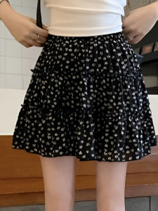 Váy Ngắn Chữ a Họa Tiết Hoa Màu Đen Cạp Cao Mùa Hè Cho Nữ Váy Ngắn Xếp Ly Chống Nắng Váy Ngắn Xếp Ly Váy Ngắn Chữ a