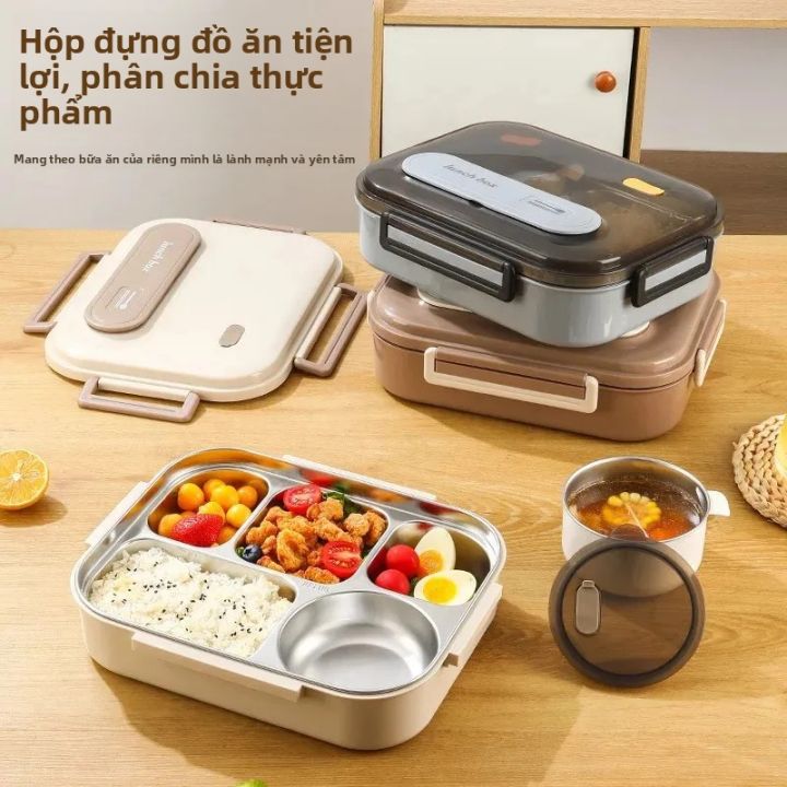 Hộp Cơm Trưa Bằng Thép Không Gỉ Dung Tích Lớn, Hộp Cơm Bento Di Động Có ...