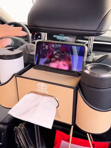 กล่องเก็บของด้านหลังเก้าอี้ในรถกล่องทิชชู่มัลติฟังก์ชั่นถ้วยน้ําในรถขวดที่วางโทรศัพท์กล่องเก็บของจัดระเบียบในรถ