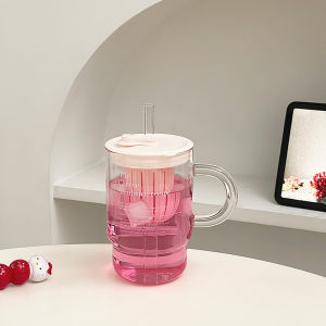 Durable High-temperature Resistant Glass Cup with Straw and Lid
