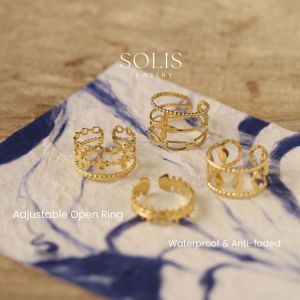 Adjustable Osmanthus Flower Layers Open Gold Ring • Waterproof Non-Fade Tarnish • 18K Gold Plated 316L Stainless Titanium Steel Fashion Jewelry  For Women RG418