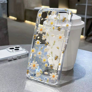 Flower Bee Clear Case For Samsung A56 A55 5G S25 Ultra Case A36 A16 A54 A53 5G S24 Ultra A52 A35 A34 A33 A15 A14 S23 FE S22 Plus