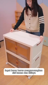 Eatkit Lemari Plastik Lipat 2-5 Susun Rak Pakaian Penyimpanan Serbaguna Wardrobe Storage