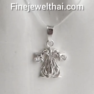 Finejewelthai-จี้ราศี-ราศีตุลย์-จี้เพชรสังเคราะห์-จี้เงินแท้-Libra-Silver-Pendant-P1171cz00