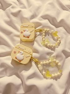 Cute Cartoon Duck Silicone Case for  Airpods Wireless Bluetooth Earphones Soft Shell Protection Cover Female Version New Style Anti-Fall Chain