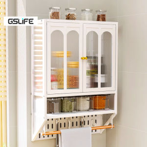 GSlife🔥🔥【Free 4*Seasoning Box】Kitchen Wall Cabinet Hanging Cabinet Wall Mounted Seasoning Cabinet Kitchen Racks Organizer