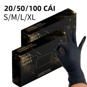 Găng Tay Nitrile Đen Dùng Một Lần 20/50/100 Chiếc Găng Tay Vệ Sinh Gia Đình Làm Sạch Cho Nhà Bếp Làm Đẹp Làm Tóc Rửa Chén
