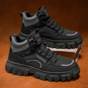 Outdoor Climbing Shoes Martin Boots Invisible Heightening 12cm Mens Autumn Winter Wear Resistant Anti Slip Strong Grip Power Mens Shoes