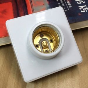 E27 High Temperature Heat Lamp Socket Holder Square White Ceramic Interior Bulb Base Heat Resistant for Industrial Warehouse