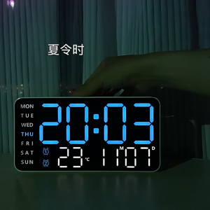 Digital LED Wall Clocks Multi-functional Temperature Date Electronic Clock with 10 Adjustable Brightness 12/24H Format Dual Alarms Snooze for Bedroom Bedside Desk Office
