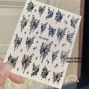 Butterfly Wing Shimmer Nail Art Stickers Premium Flat Design Vibrant Butterfly Nail Decorations for Nail Salons