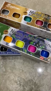 Bộ Màu Boyixuan Poster Paint 6 Màu 22ml – Classic/Neon/Macaron/Metallic Cho Trẻ Em Tặng Kèm Cọ LIM ART