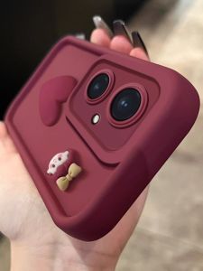 Huawei Honor 100Pro Silicone Phone Case Red Wine Color Curved Screen Full Protection for Girls Anti-Fall Cute Stereoscopic Little Girl