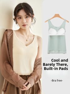 miiow | Cat Woman Lightweight Cool Sensation Chiffon Tank Top Women Summer Strap Vest With Chest Pad 2025 New Model Covers Side Breast Prevents Exposure Beautiful Back