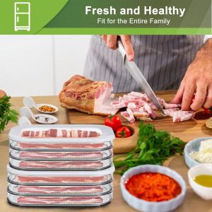 Refrigerated Crisper with Lid Leakproof Meat Containers for Fridge Transparent Frozen Roast Meat Storage Box Kitchen Accessories