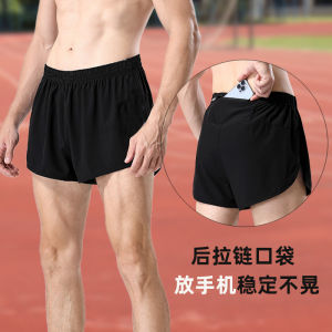 Professional Marathon Running Shorts Men Shorts Track and Field Sports Shorts Fake Two-Piece Handphone-Friendly Quick-Drying Summer