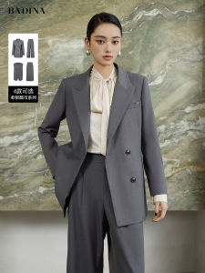 Badina Grey Suit Jacket Womens High-End Professional Formal Spring Summer New Top Polyester Fiber 80.1% Long Sleeve