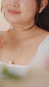 DAVINA Ladies Rosy Necklace Sterling Silver 925 - Kalung Wanita Perak S925 Koin Bulat