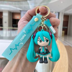 Hatsune Miku Keychain Anime Doll Bag Pendant Cartoon Small Decoration Accessories Car Key Chain Backpack Charm Christmas Gift