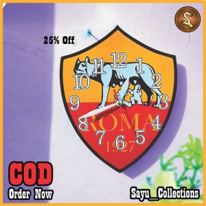 Jam Dinding Karakter Logo As Roma