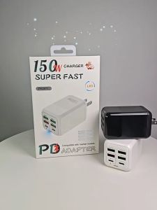 150W USB UK Plug Charger 6 Ports  4 USB+2 Type C Fast Charger Power Adapter Universal  Travel Phone Fast Charger Adaptor多口充電器 充电头