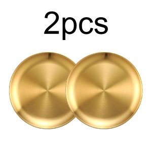 2pcs/3pcs Stainless Steel Plates Reusable Round Metal Dinner Plates Camping Plate Kitchenware Dinner Dishes for for BBQ Steak