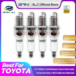 BANQIU Double Iridium Spark Plugs For Toyota Vios / Corolla / Altis / Yaris / 4Runner / Celica / Matrix / Tacoma / bB / xB Can completely Replace NGK BKR5EYA-11 4pcs