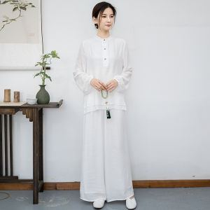 Bộ Đồ Tập Luyện Ba Zhen Jin Phong Cách Trung Hoa Bộ Đồ Hai Mảnh Cho Nữ Bộ Đồ Tu Tập Phật Giáo Thiết Kế Thanh Lịch