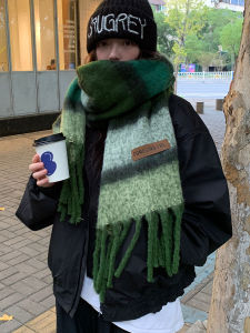 Thickened Tassel Scarf Womens Winter New Style High Sensation Long Neck Warmer Student Warmth Protection Fashion Polyester Fiber